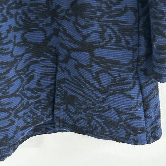 Cut Loose Tunic Top Size Small Blue Black Floral Print Long Sleeve Ribbed Artsy - Picture 5 of 9
